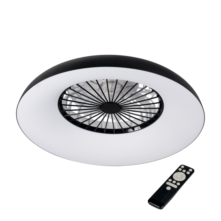 Dimmbares RGBW-LED-Deckenlicht mit Ventilator PLAVE PAN LED/48W/230V 3000-6500K Ø 60 cm schwarz + Fernbedienung