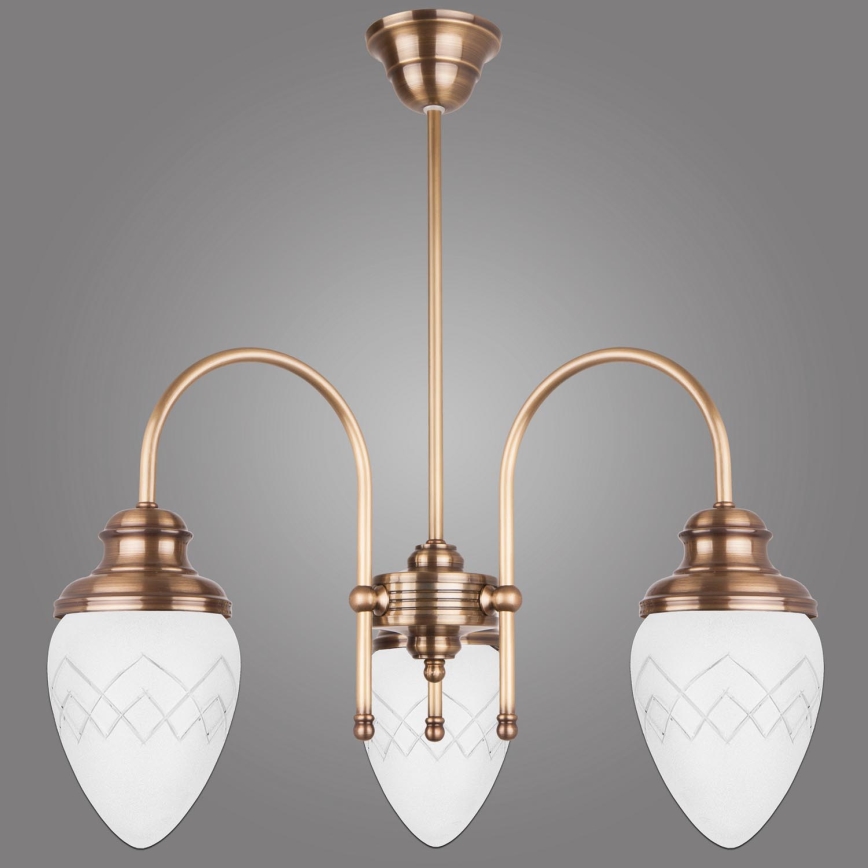 Kemar RI/3/M - Lampadario a sospensione con supporto rigido RINAMA 3xE27/60W/230V ottone