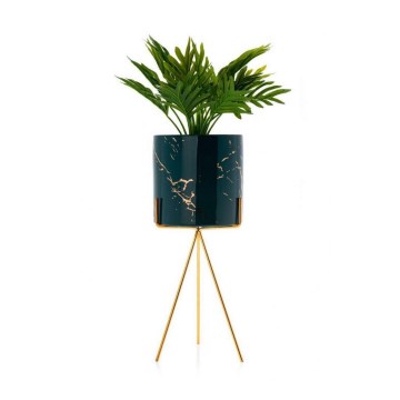 Keramik-Blumentopf EMMA 28,3x13 cm grün/gold