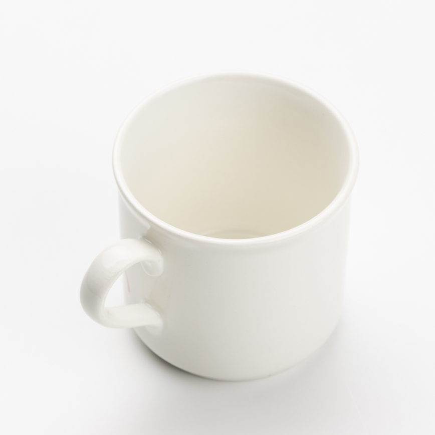 Keramik-Tasse mit Aufdruck weiß