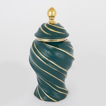Keramik-Vase 35x18,5 cm golden/grün