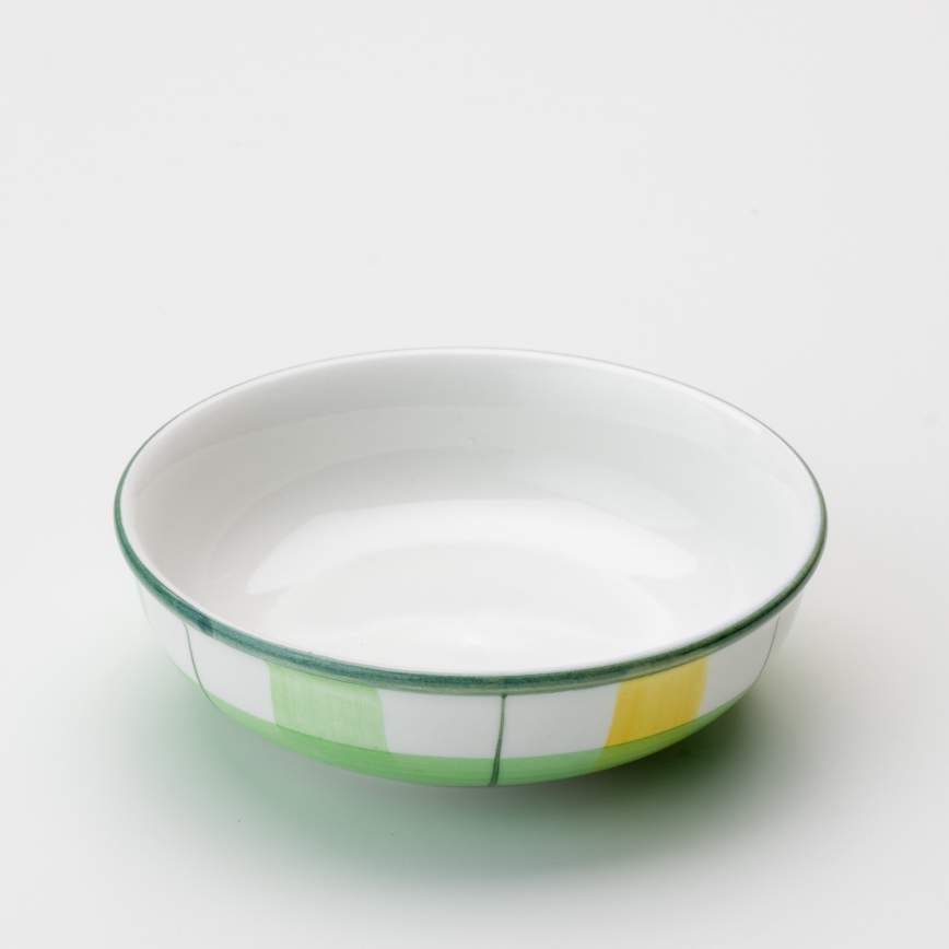 Keramikkompot-Schale 13 cm grün-weiß