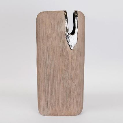 Keramikvase 43x19,5x9,5 cm braun/silber
