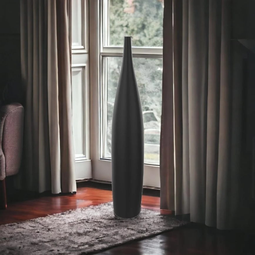Keramikvase 70 cm, matt schwarz