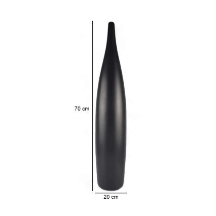 Keramikvase 70 cm, matt schwarz