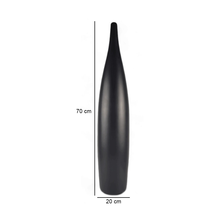 Keramikvase 70 cm, matt schwarz