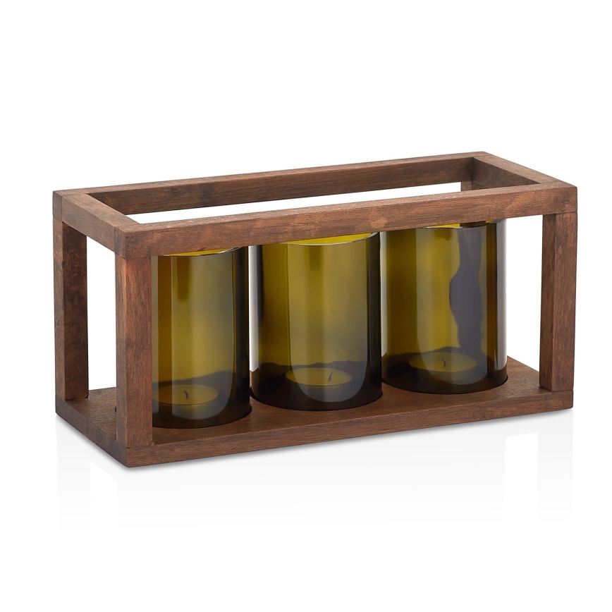 Kerzenhalter 13x28 cm Holz/Glas
