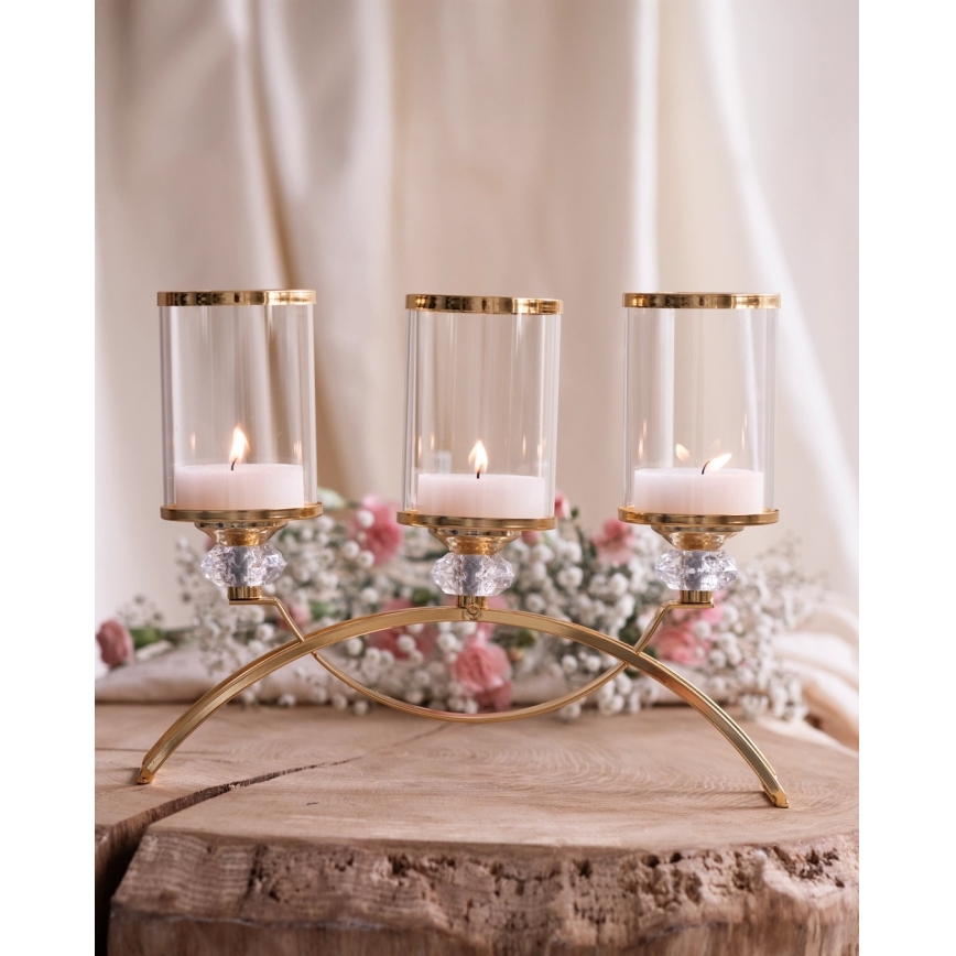 Kerzenhalter GLAMOUR, gold/transparent