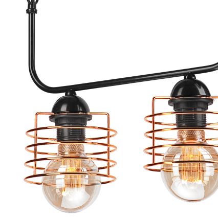 Ketten-Kronleuchter MORGAN 2xE27/60W/230V schwarz/kupfer