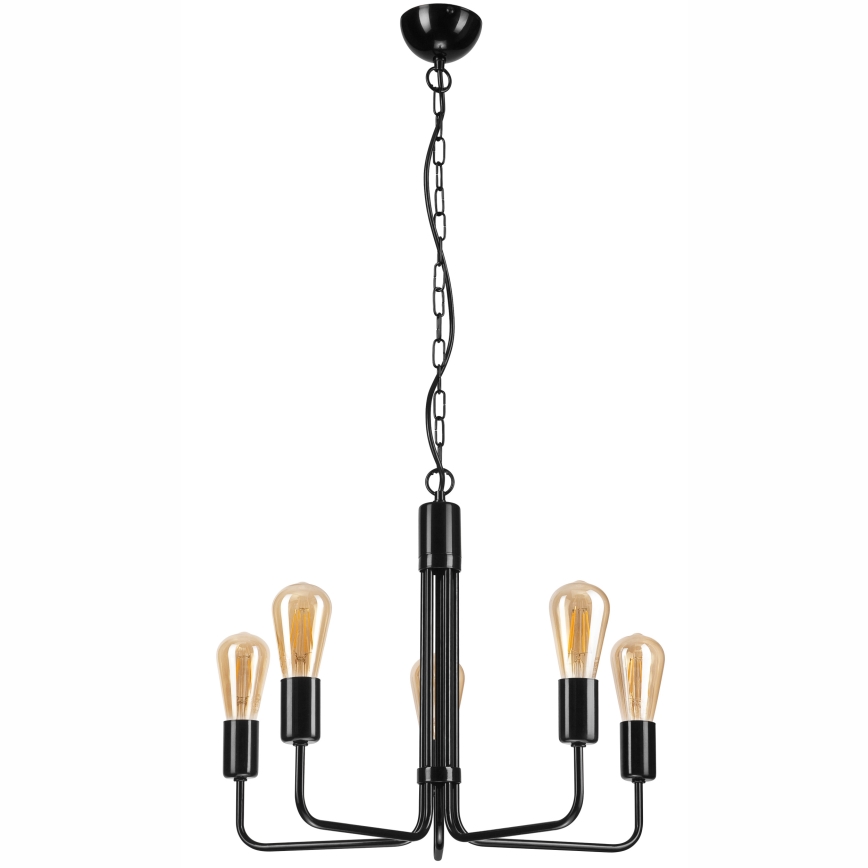 Ketten-Kronleuchter TIFFANY 5xE27/60W/230V schwarz