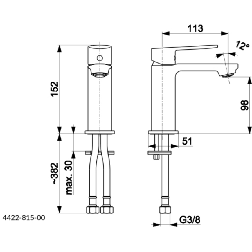 KFA Armatura 4422-815-00 - Rubinetto del lavandino + con scarico AGAT 15,2 cm cromo lucido