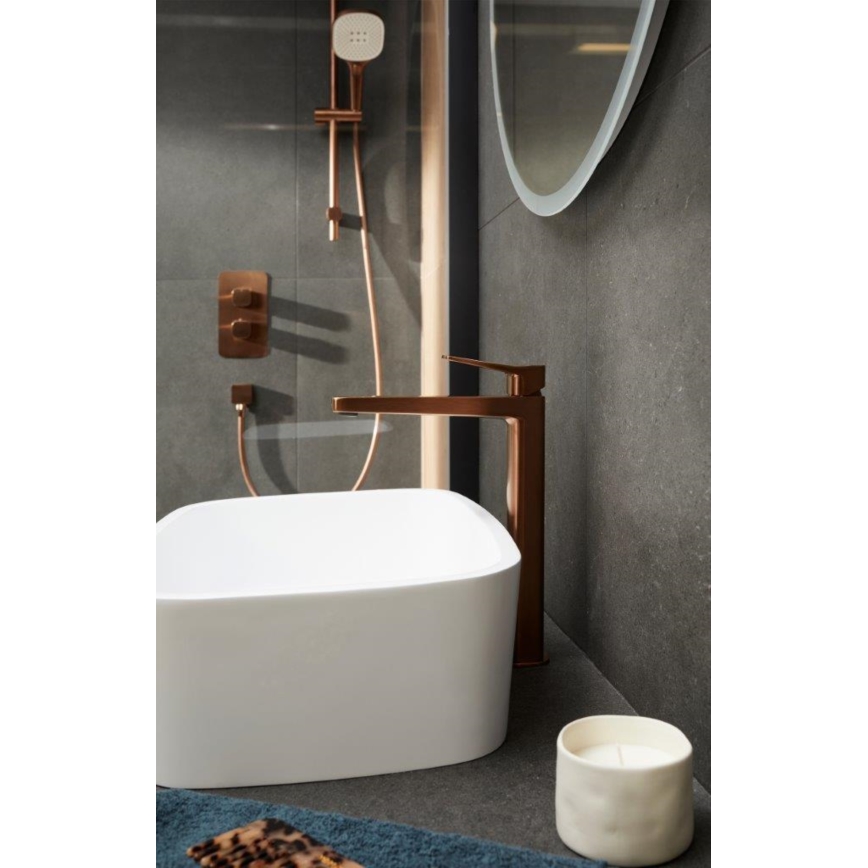 KFA Armatura 4522-712-34 - Miscelatore per lavabo MALAGA con piletta, 30,3 cm, oro rosa