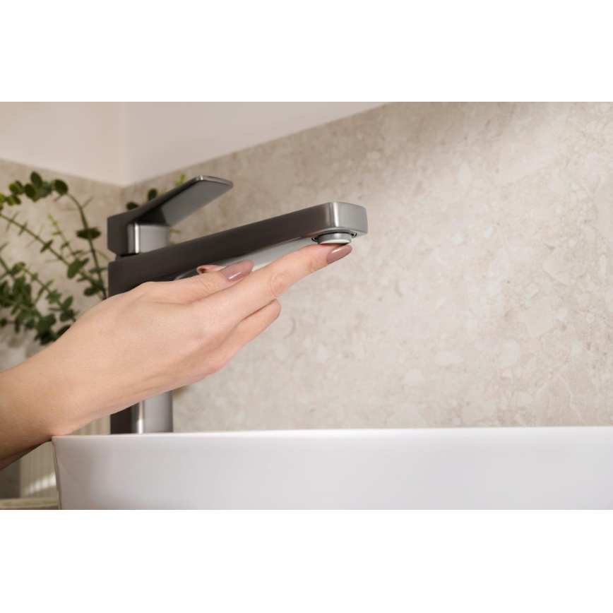 KFA Armatura 4522-712-61 - Miscelatore da lavabo con scarico MALAGA 30,3 cm, grigio metallico