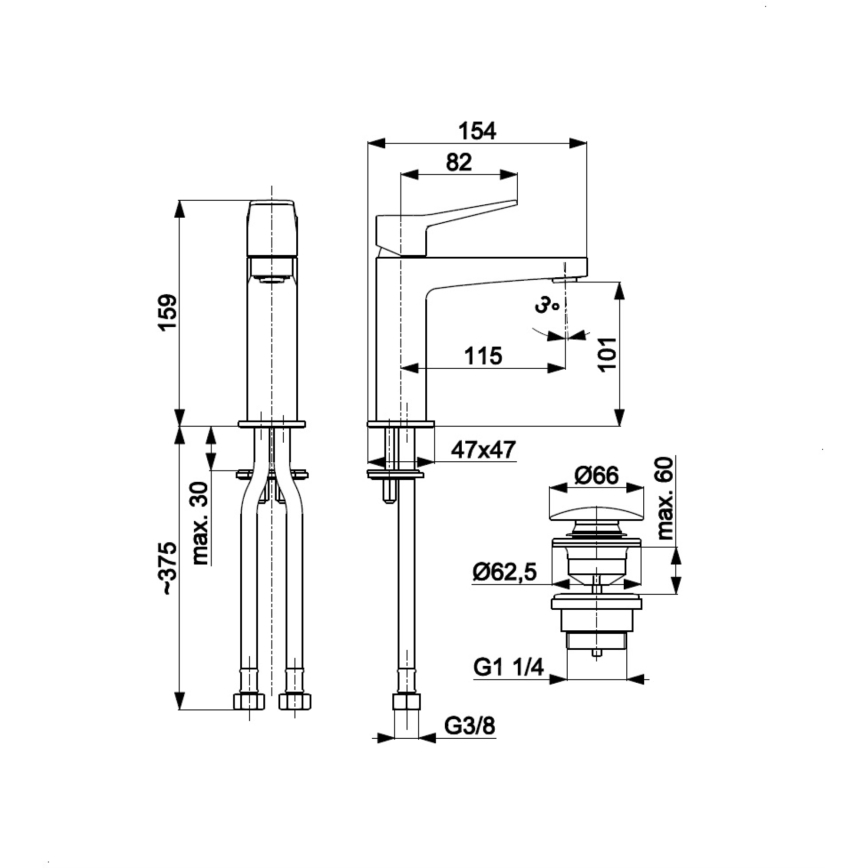 KFA Armatura 4522-815-31 - Waschtischarmatur + Ablauf MALAGA 15,9 cm gebürstetes Gold