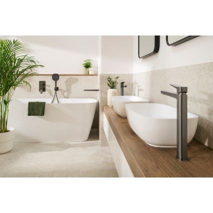 KFA Armatura 4522-815-61 - Miscelatore per lavabo + piletta MALAGA 15,9 cm grigio metallico