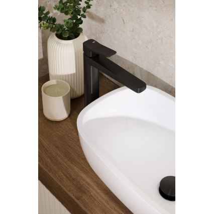 KFA Armatura 4522-825-81 - Miscelatore per lavabo + scarico MALAGA 17 cm nero
