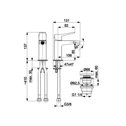 KFA Armatura 4527-015-34 - Miscelatore per bidet con piletta MALAGA oro rosa