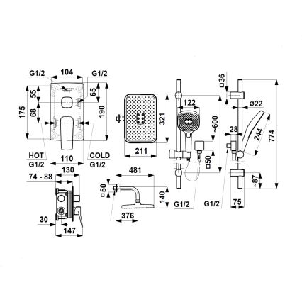 KFA Armatura 4529-301-44 - Set doccia con miscelatore da incasso MALAGA bianco
