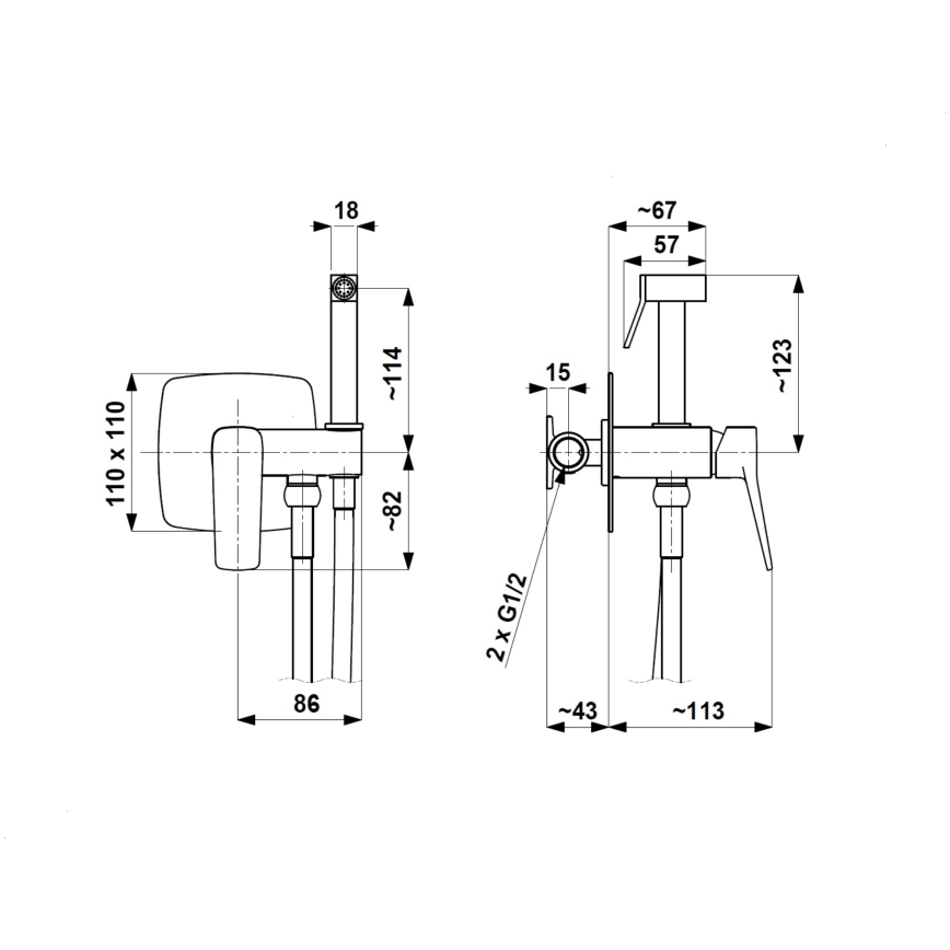 KFA Armatura 4529-512-00 - Miscelatore per bidet con doccetta per installazione ad incasso MALAGA cromo lucido