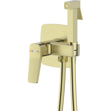 KFA Armatura 4529-512-31 - Mitigeur de bidet avec douchette pour installation encastrée MALAGA, finition dorée brossée