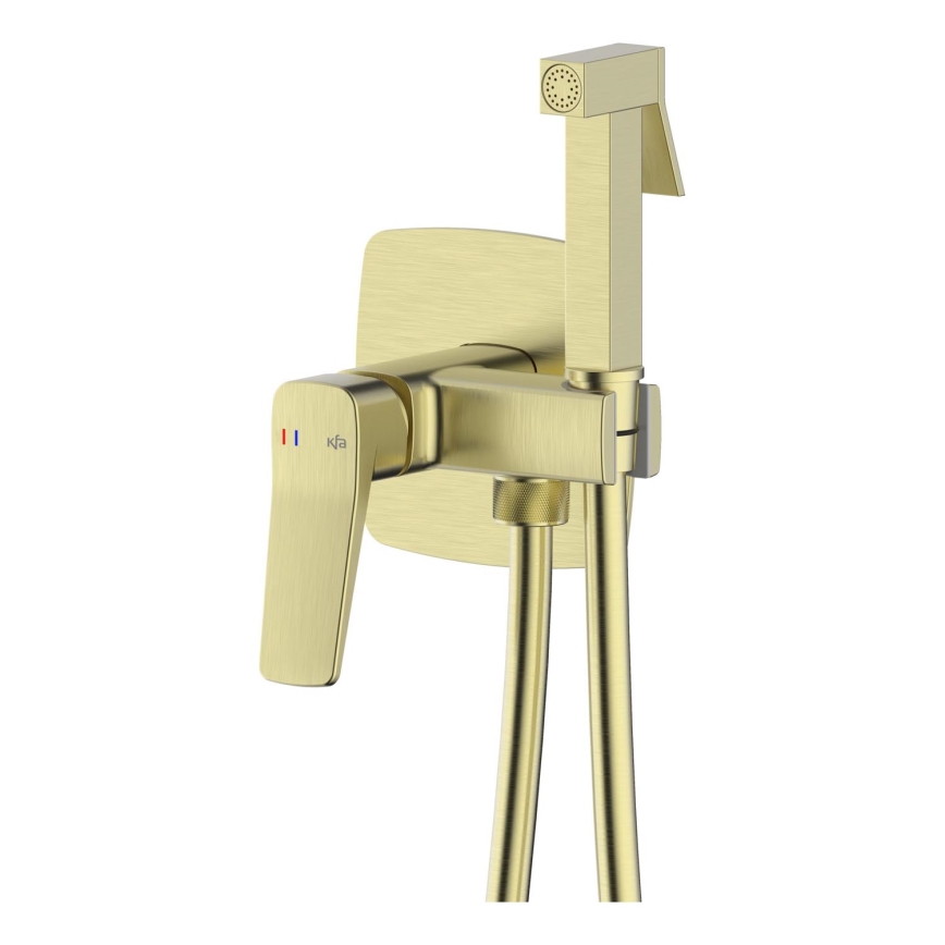 KFA Armatura 4529-512-31 - Mitigeur de bidet avec douchette pour installation encastrée MALAGA, finition dorée brossée