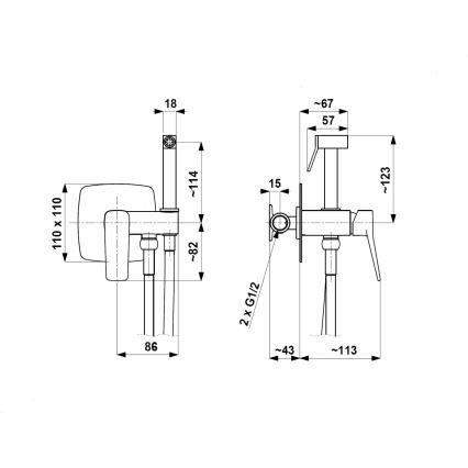 KFA Armatura 4529-512-81 - Bidetarmatur mit Handbrause zur Unterputzmontage MALAGA, schwarz