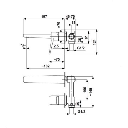 KFA Armatura 4529-810-00 - Mitigeur de lavabo encastré MALAGA, finition chrome brillant