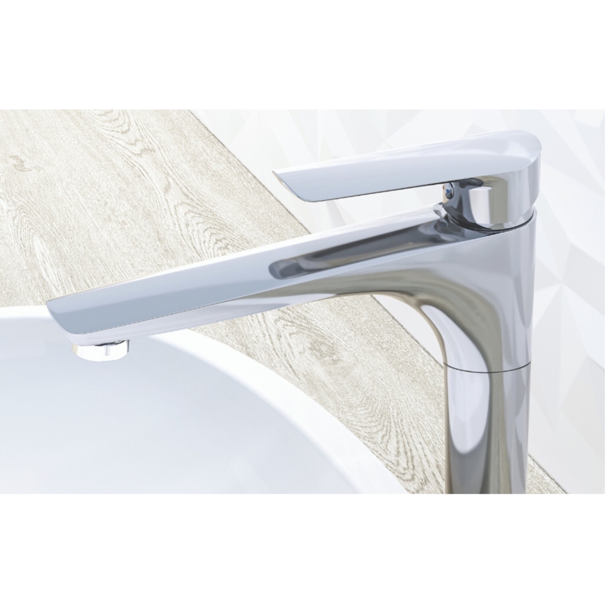 KFA Armatura 5022-712-00 - Robinet de lavabo + bonde avec trop-plein TANZANIT 28,4 cm chrome brillant