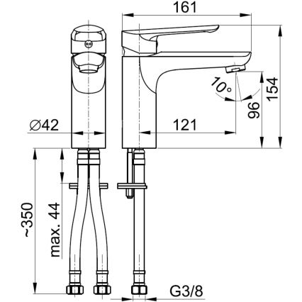 KFA Armatura 5022-815-00 - Rubinetto del lavandino + con scarico TANZANIT 15,4 cm cromo lucido