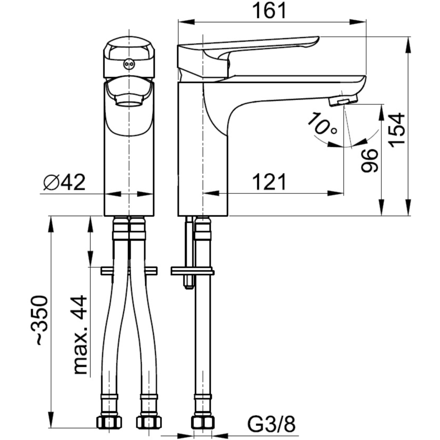 KFA Armatura 5022-815-00 - Rubinetto del lavandino + con scarico TANZANIT 15,4 cm cromo lucido