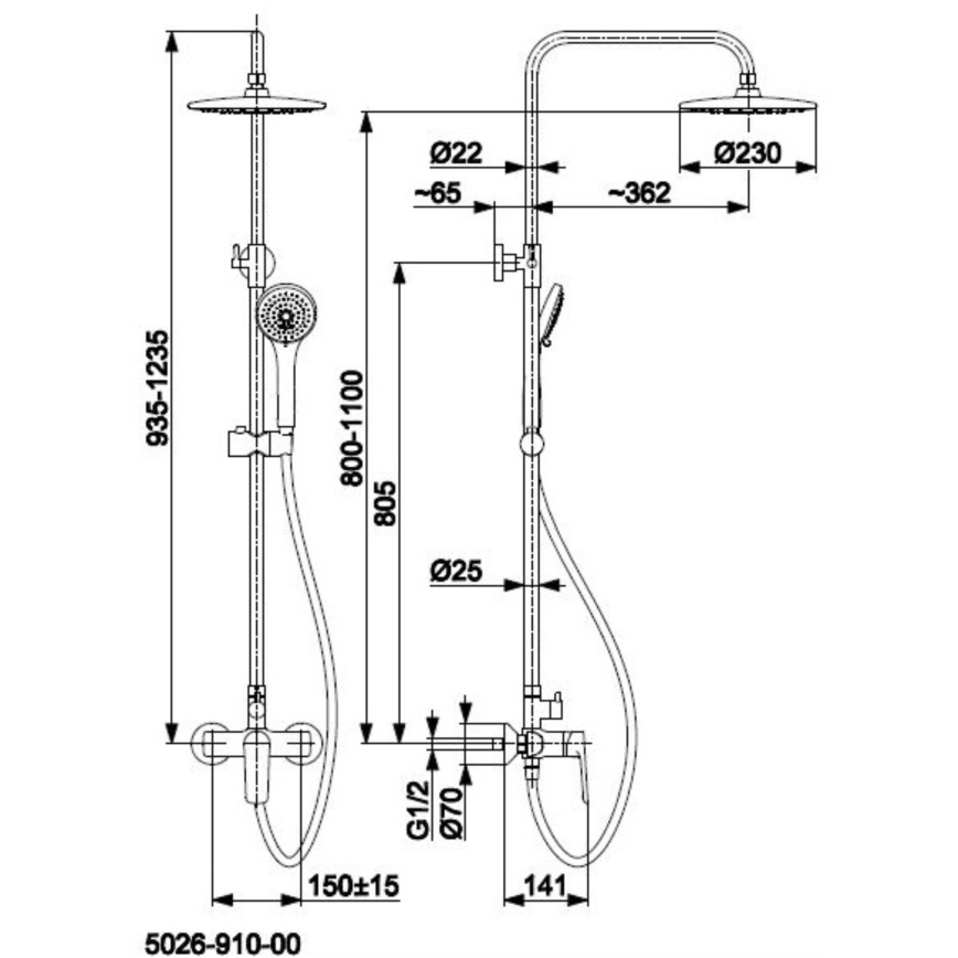 KFA Armatura 5026-910-00 - Set doccia con rubinetto TANZANIT cromo lucido