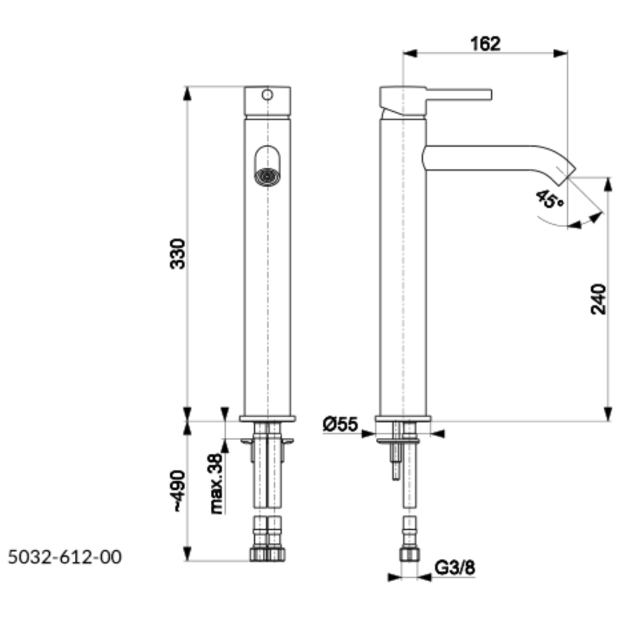 KFA Armatura 5032-612-00 - Rubinetto del lavandino + con scarico MOZA 33 cm cromo lucido