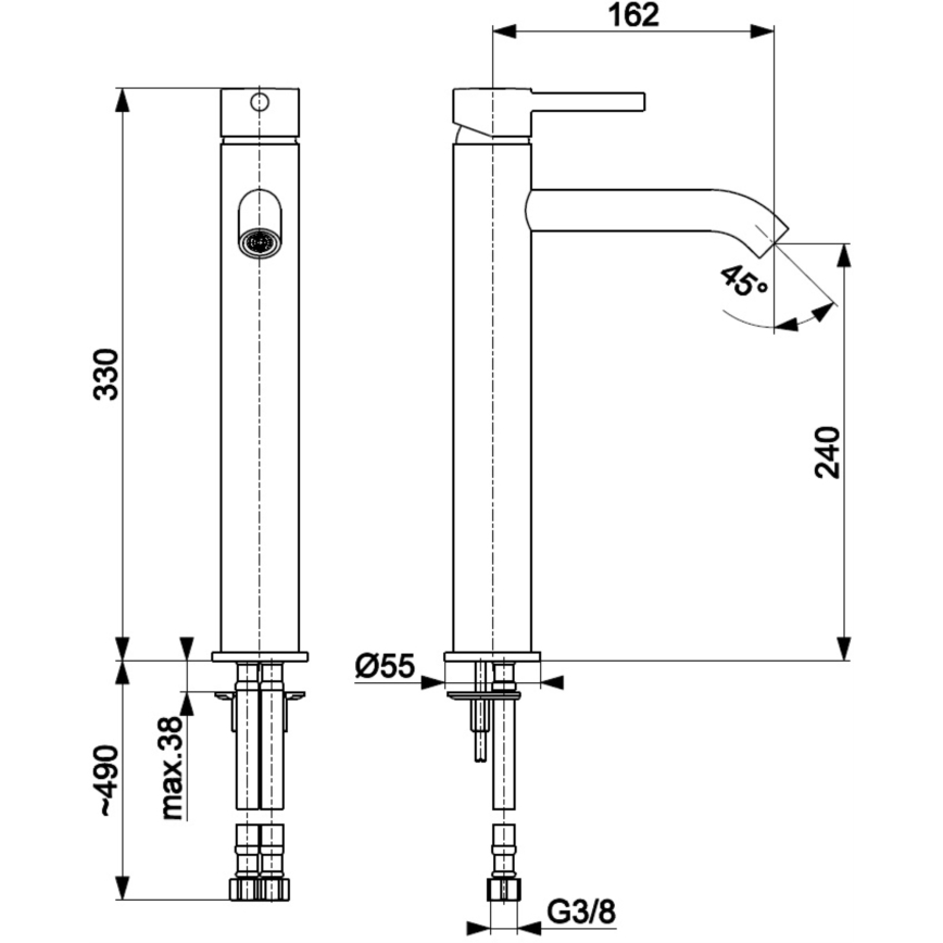 KFA Armatura 5032-612-31 - Rubinetto del lavandino + con scarico MOZA 33 cm molato oro