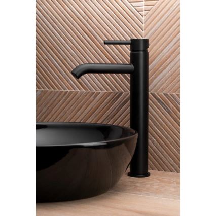 KFA Armatura 5032-612-81 - Robinet de lavabo + déchets avec trop-plein MOZA 33 cm mat noir
