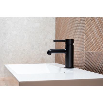 KFA Armatura 5032-815-81 - Robinet de lavabo + déchets avec trop-plein MOZA 15,2 cm mat noir