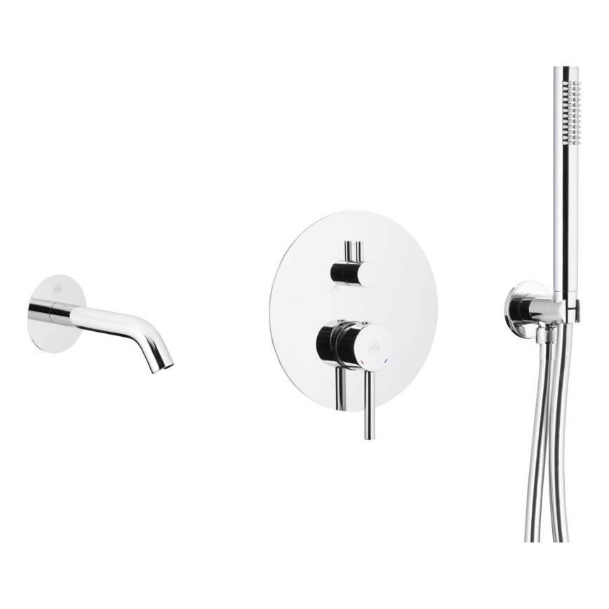 KFA Armatura 5039-401-00 - Badewannengarnitur mit Unterputz-Armatur MOZA glänzendes Chrom