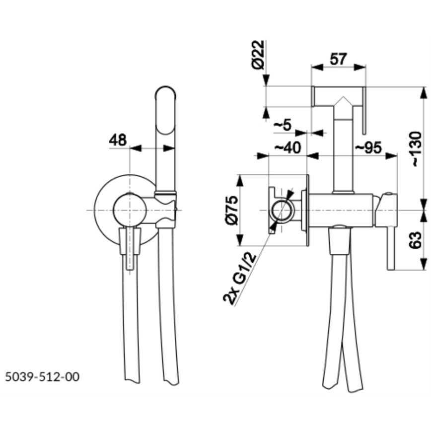 KFA Armatura 5039-512-00 - Rubinetto per bidet con doccia da incasso MOZA cromo lucido