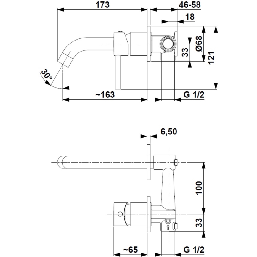 KFA Armatura 5039-810-31 - Robinet de lavabo pour installation encastrée MOZA poli doré