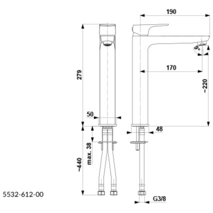 KFA Armatura 5532-612-81 - Robinet de lavabo MOKAIT 27,9 cm laiton/mat noir
