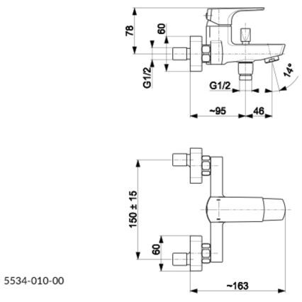 KFA Armatura 5534-010-00 - Rubinetto vasca da bagno MOKAIT cromo lucido