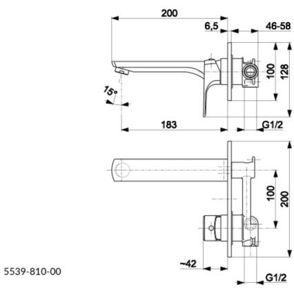 KFA Armatura 5539-810-00 - Waschbeckenarmatur für Unterputzmontage MOKAIT glänzendes Chrom