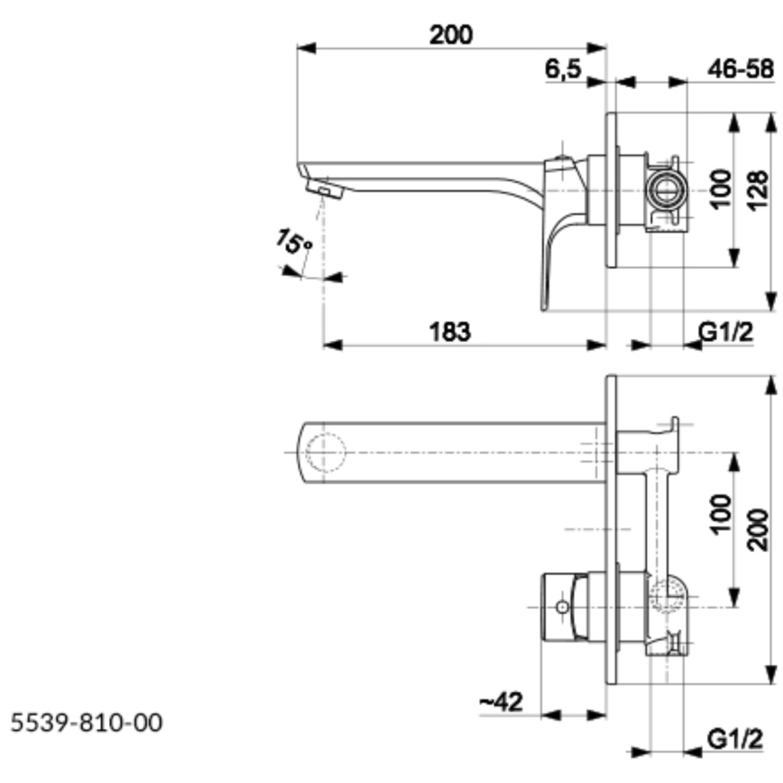 KFA Armatura 5539-810-81 - Robinet de lavabo pour installation encastrée MOKAIT laiton/mat noir