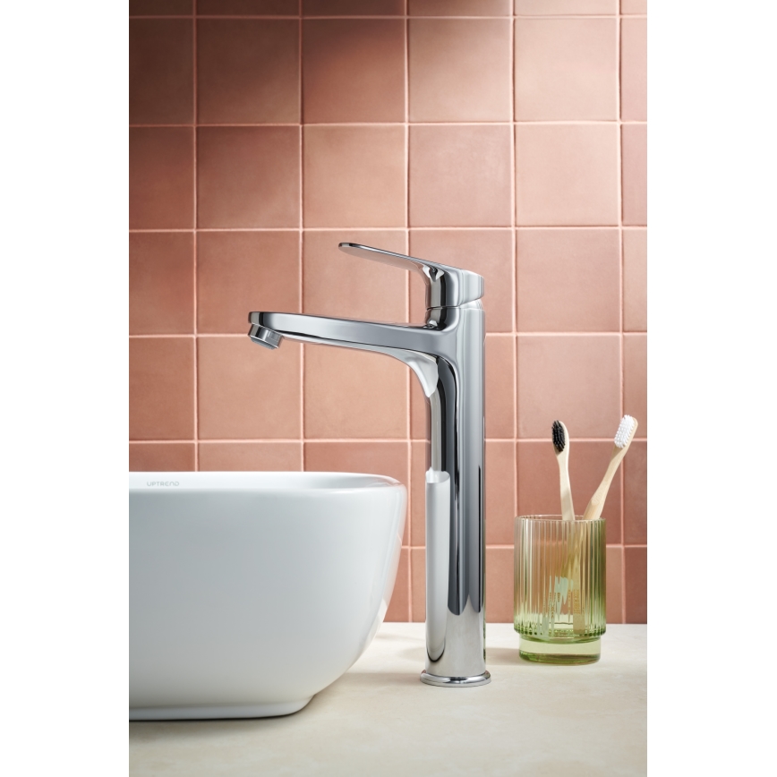 KFA Armatura 5552-712-00 - Robinet de lavabo + déchets avec trop-plein OTAVA 30,2 cm chrome brillant