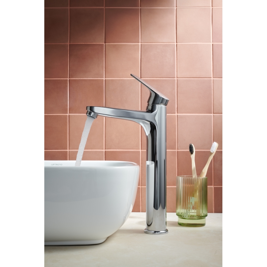 KFA Armatura 5552-712-00 - Robinet de lavabo + déchets avec trop-plein OTAVA 30,2 cm chrome brillant