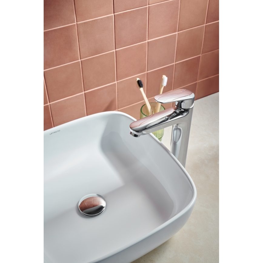 KFA Armatura 5552-712-00 - Robinet de lavabo + déchets avec trop-plein OTAVA 30,2 cm chrome brillant