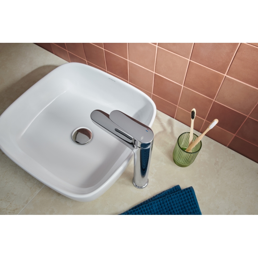 KFA Armatura 5552-712-00 - Robinet de lavabo + déchets avec trop-plein OTAVA 30,2 cm chrome brillant