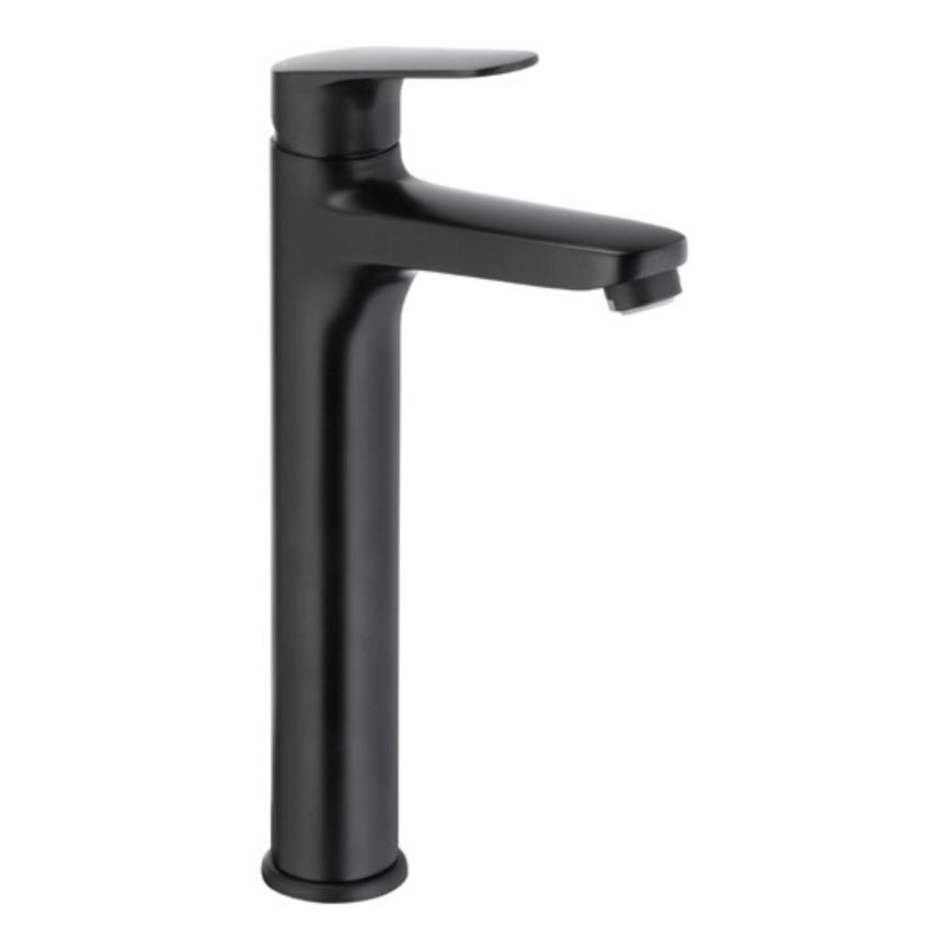 KFA Armatura 5552-712-81 - Robinet de lavabo + déchets avec trop-plein OTAVA 30,2 cm mat noir