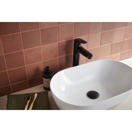 KFA Armatura 5552-712-81 - Robinet de lavabo + déchets avec trop-plein OTAVA 30,2 cm mat noir