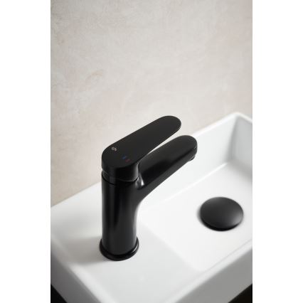 KFA Armatura 5552-815-81 - Rubinetto del lavandino + rifiuti con scarico OTAVA 15 cm opaco nero