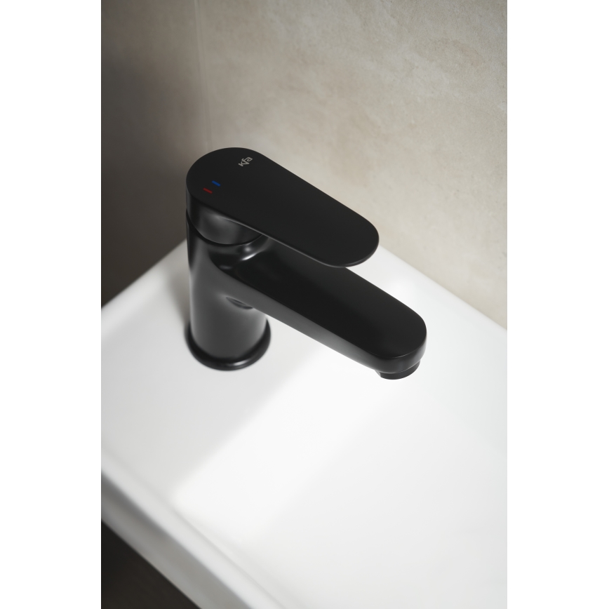 KFA Armatura 5552-815-81 - Rubinetto del lavandino + rifiuti con scarico OTAVA 15 cm opaco nero